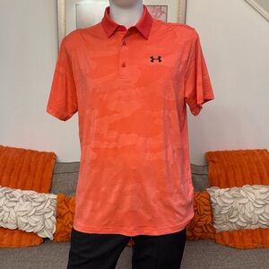 ❗️🆕Under Armour Orange Playoff Camo Jacquard Golf Polo UPF 40❗️